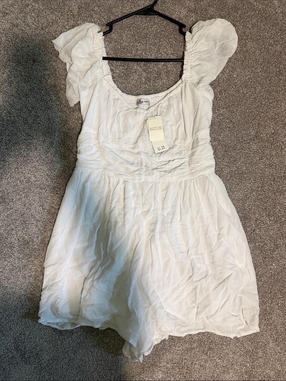 Hollister White Puff-Sleeve womens Casual Dress with pockets